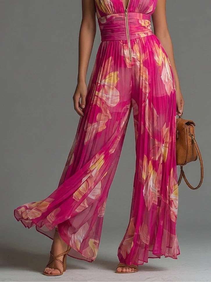 Leila| Mono Plisado Floral Fucsia