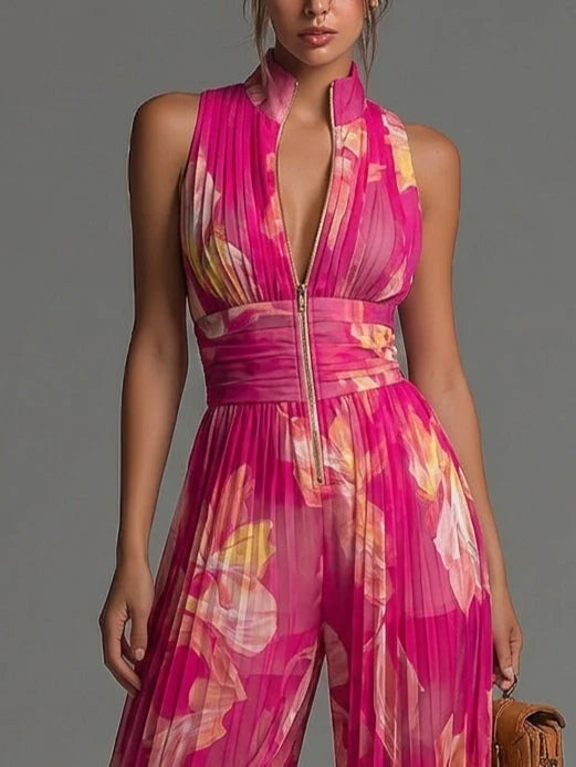 Leila| Mono Plisado Floral Fucsia