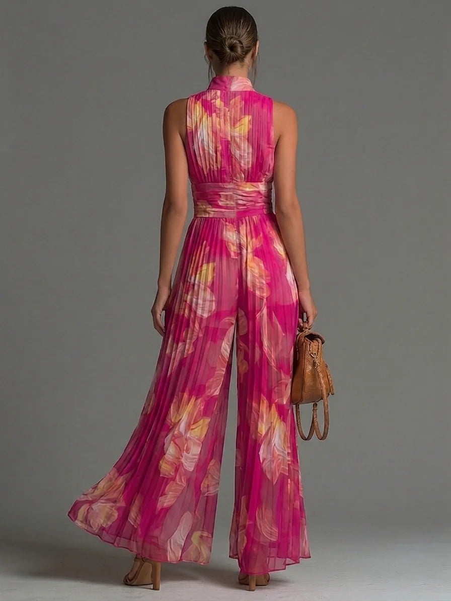 Leila| Mono Plisado Floral Fucsia