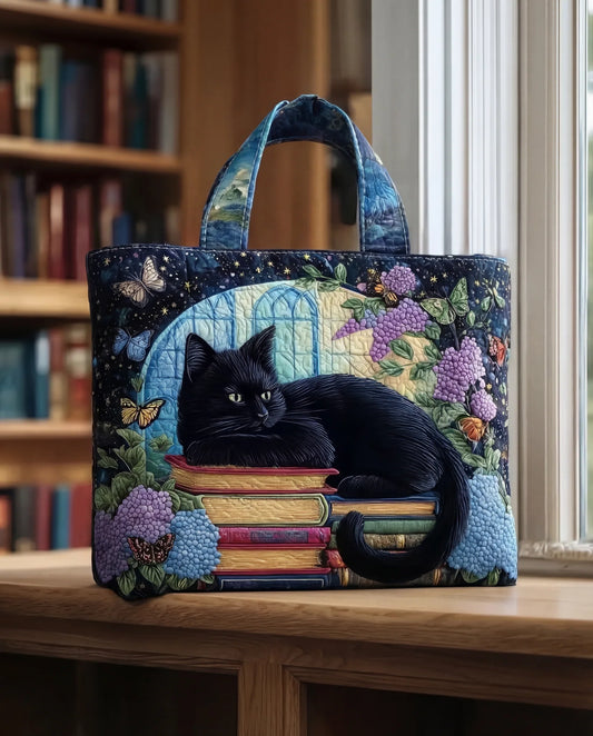 Bolso Artesanal “Gato Negro sobre Libros”