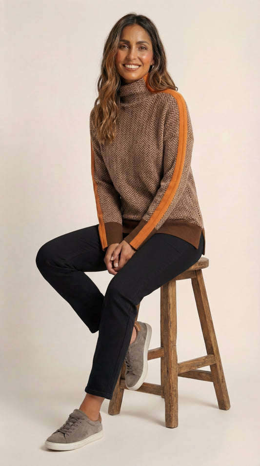 Susana| Jersey de cuello alto con rayas en contraste