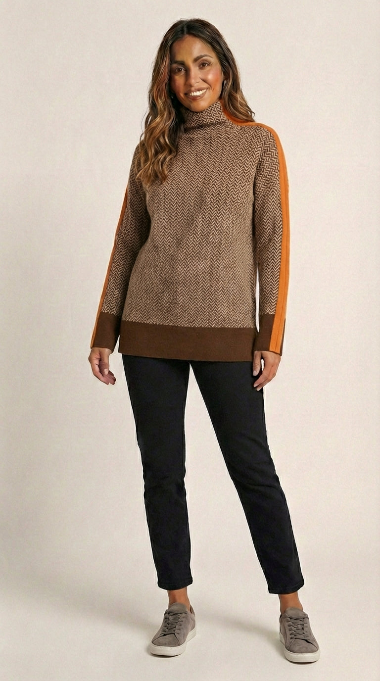 Susana| Jersey de cuello alto con rayas en contraste