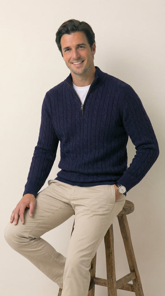 Jersey de punto trenzado con cremallera