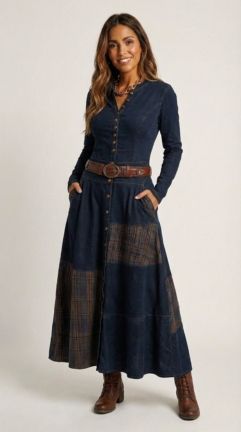 Elisa | Vestido maxi de ante con cinturón